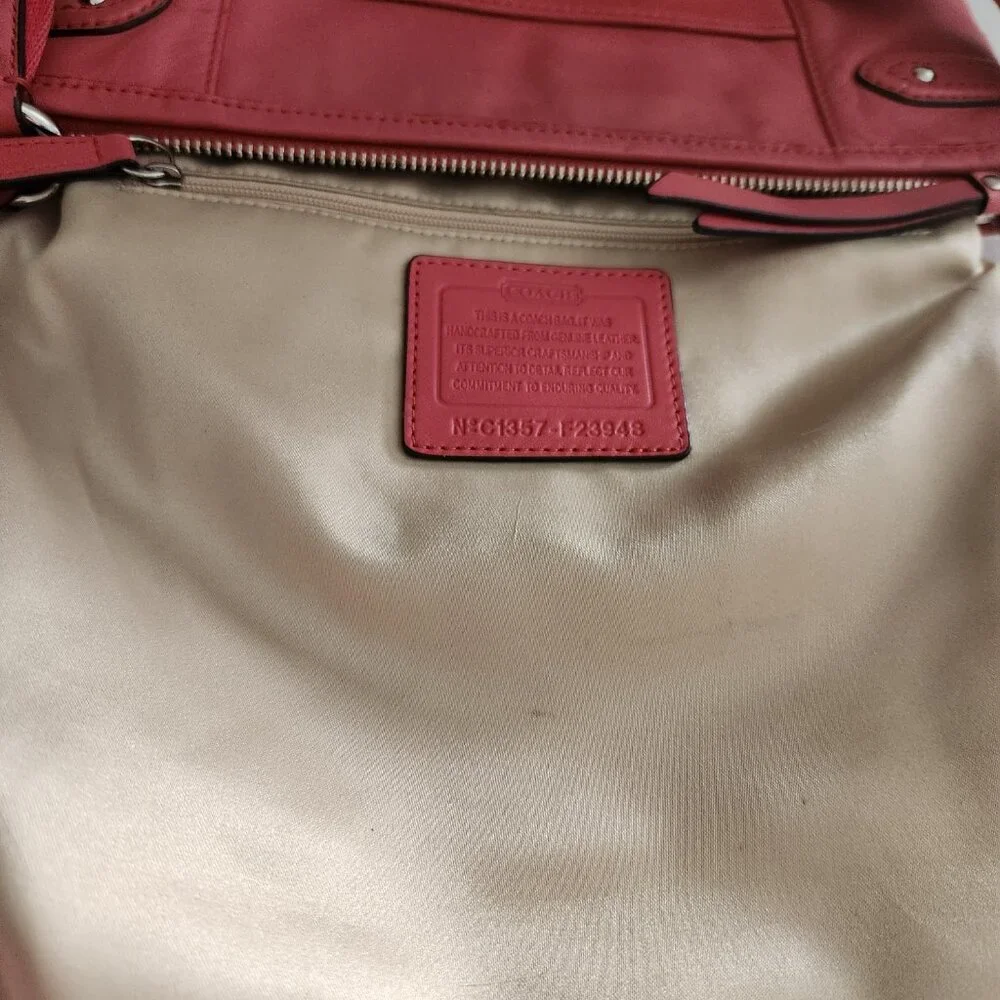 Coach Pink Coral Leather Crossbody Bag Purse - Picture 11 of 13